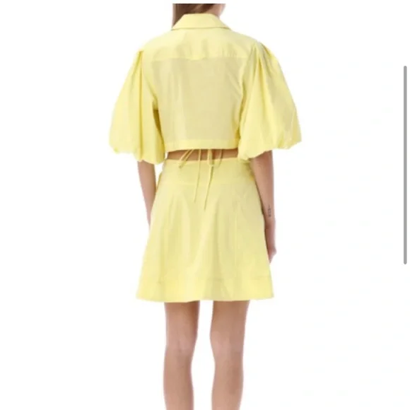 SIMKHAI Aulora Cut-Out Poplin Minidress Yellow Small - Picture 2 of 5